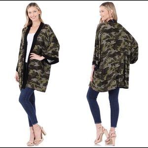 Camouflage Print Open Front Kimono Cardigan| S/M/L | Butterfly Dsigns